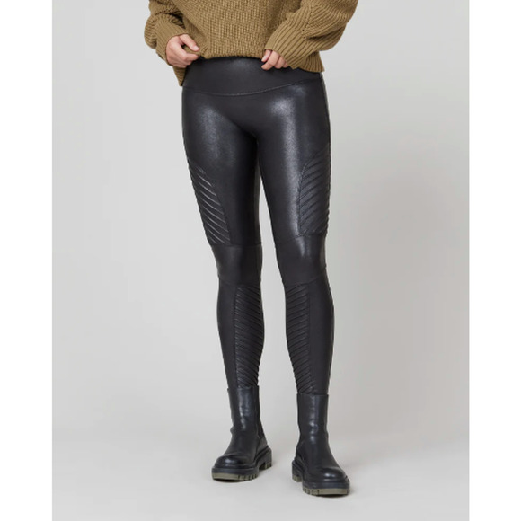 SPANX Pants - SPANX NWT Faux Leather Moto Leggings in Very Black // XS